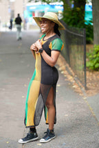 Jamaican Fishnet Dress – Rasta Flag Colors Carnival Outfit