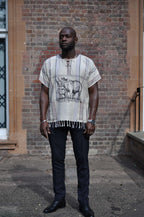 Kenyan African Rhino Tassel Hem Boho Shirt