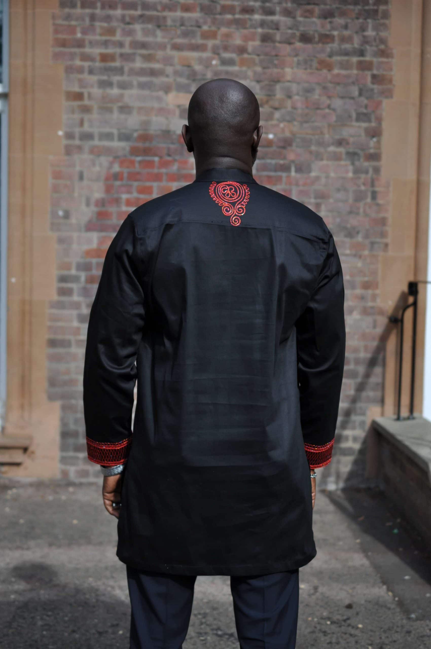 Kodzo Black & Red Men's African Suit