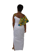 Kente & White Asymmetrical Fusion Dress