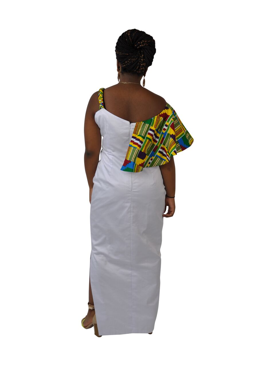 Kente & White Asymmetrical Fusion Dress