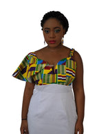 Kente & White Asymmetrical Fusion Dress