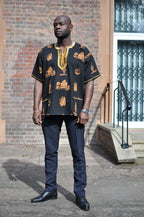 Karibu Kenya Black & Gold Traditional Shirt