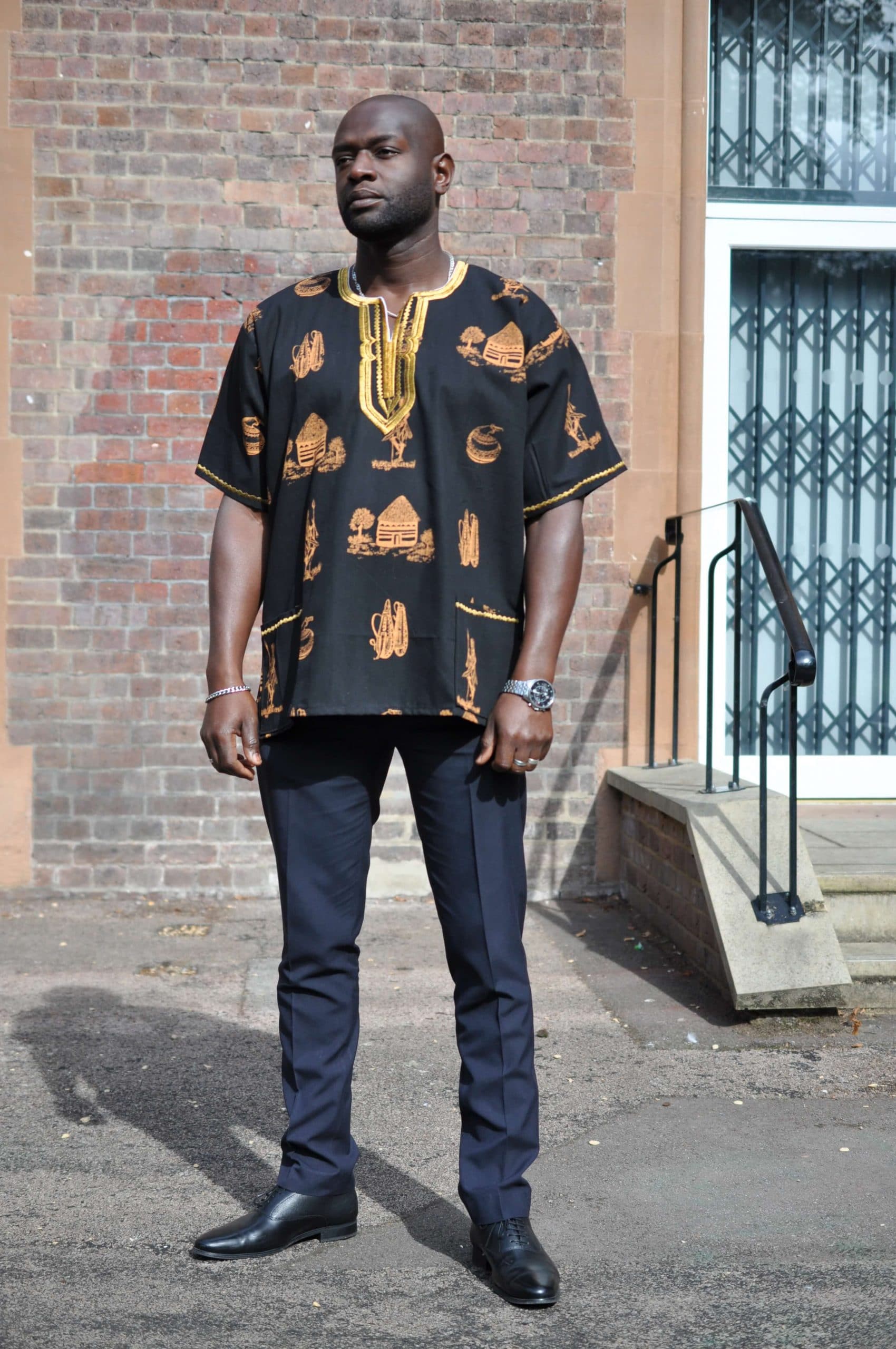 Karibu Kenya Black & Gold Traditional Shirt