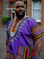 Men's Purple African Dashiki Loose Fit Shirt