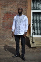 Thabo White & Silver Embroidery Shirt