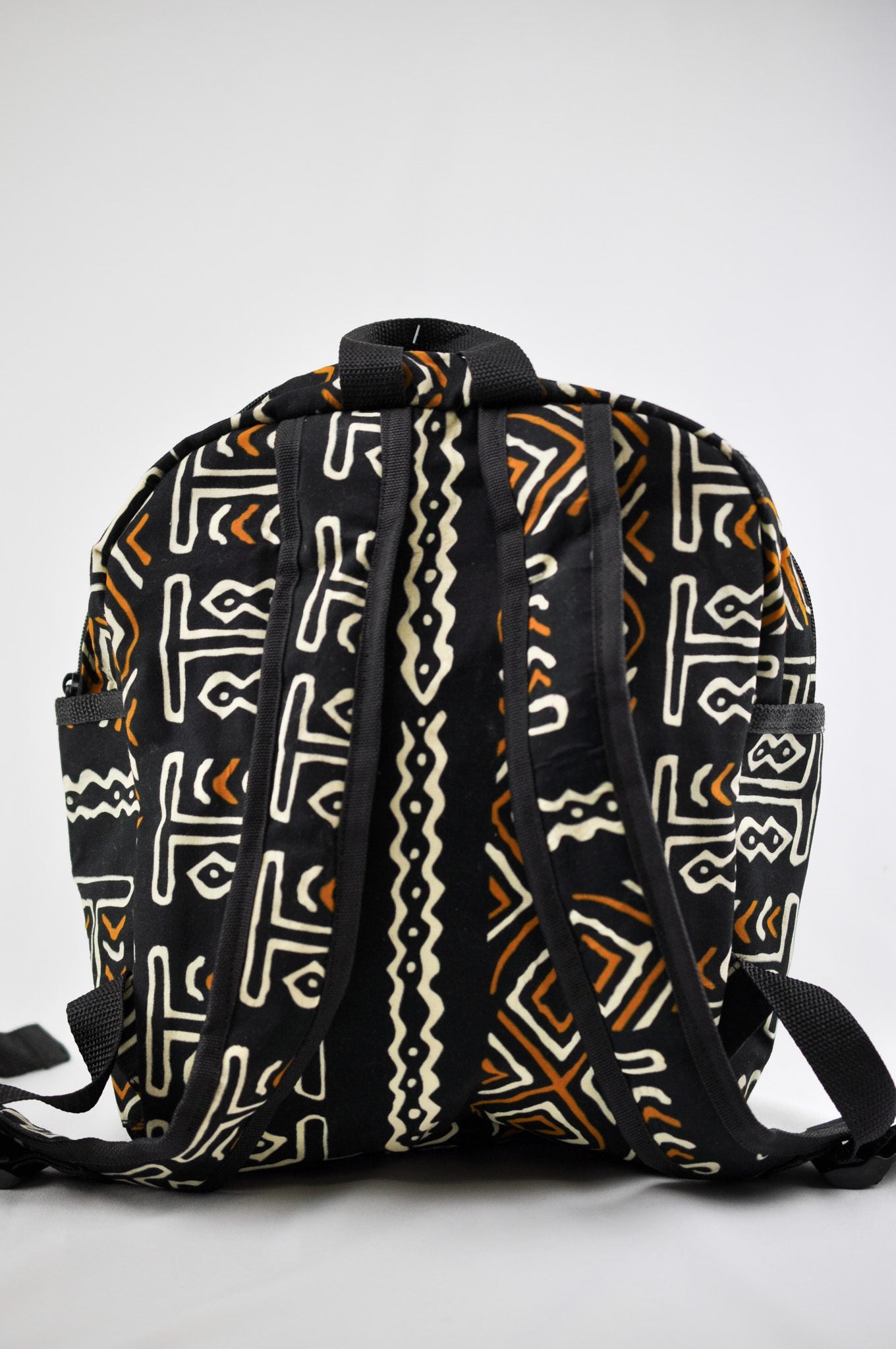 Toko Orange, White and Black Ankara Backpack