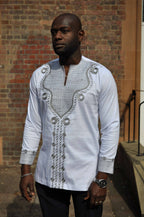 Thabo White & Silver Embroidery Shirt