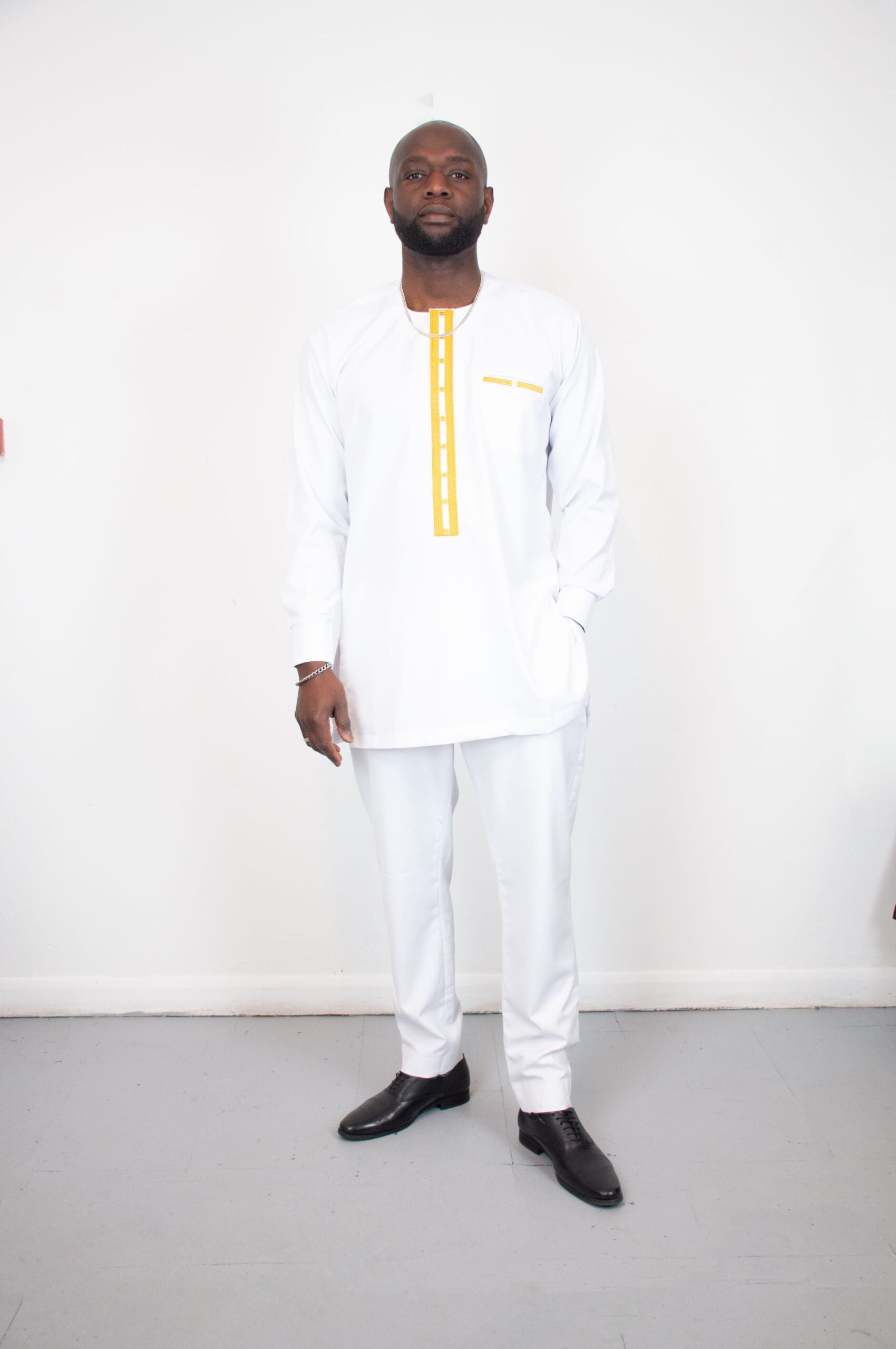 Alluring White Traditional Suit with Beautiful long Sleeve