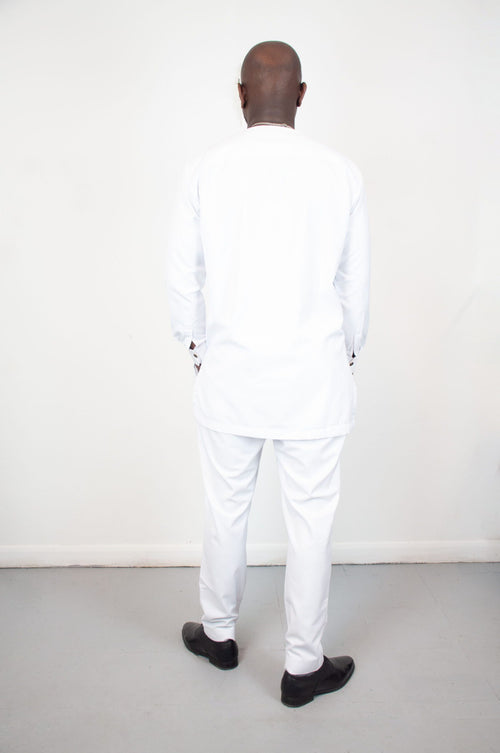 Alluring White Traditional Suit with Beautiful long Sleeve