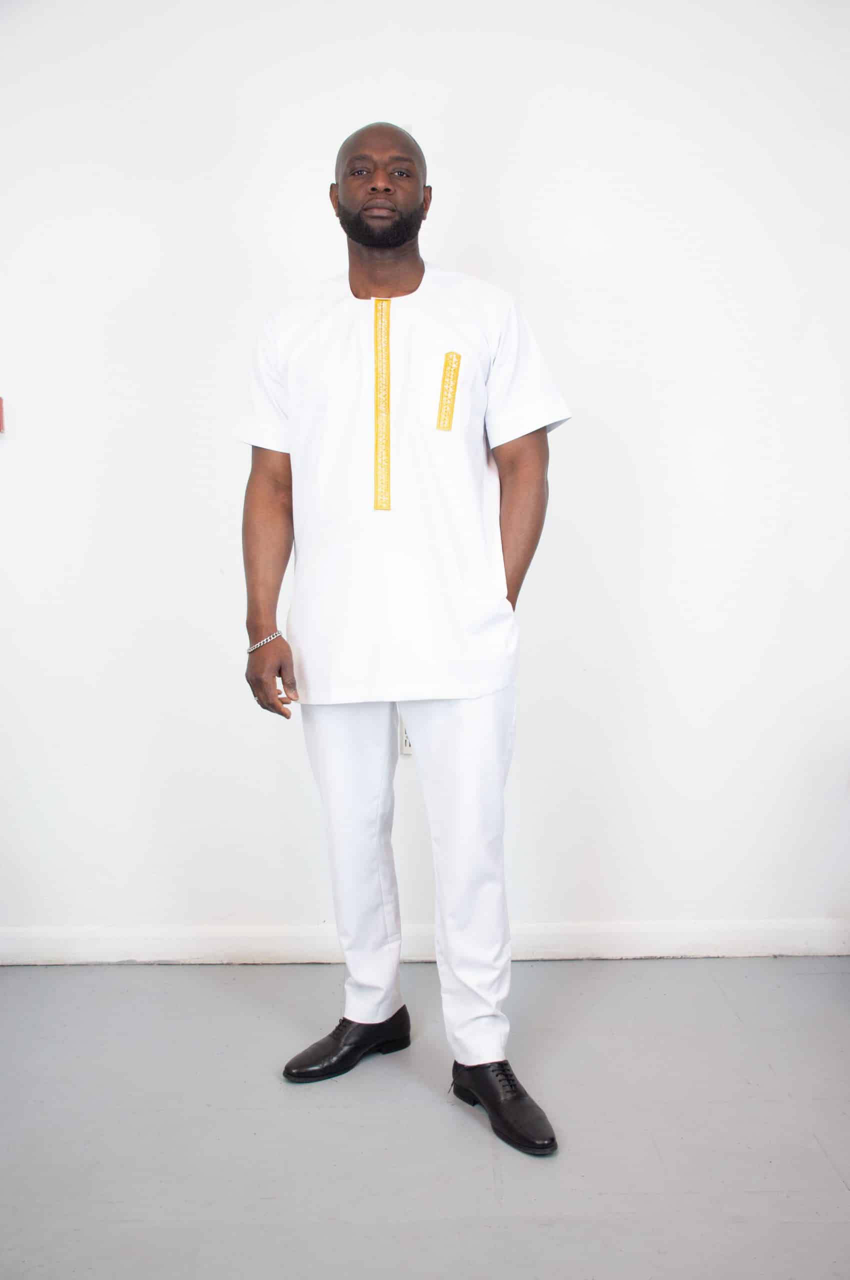 Alluring White Traditional Suit with Beautiful long Sleeve
