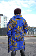 Akufo Blue & Gold Ankara Puffer Coat