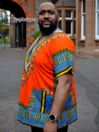 Men's Orange African Dashiki Shirt
