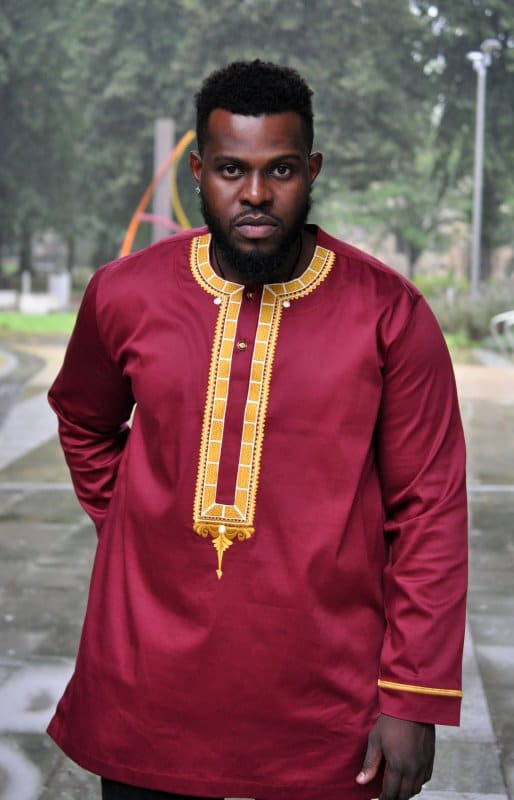 Maroon & Gold African Embroidery Shirt