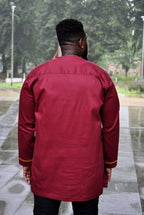 Maroon & Gold African Embroidery Shirt