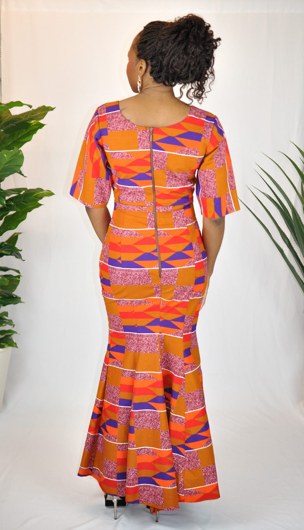 Teefah Colourful Kente African Silhouette Dress