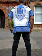 White & Blue Dashiki Shirt