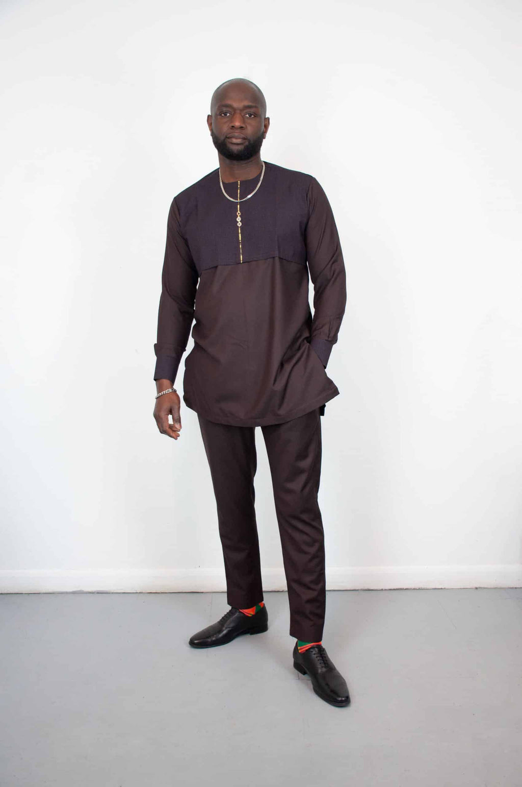 Botho Handsome Brown Traditional Cotton Suit