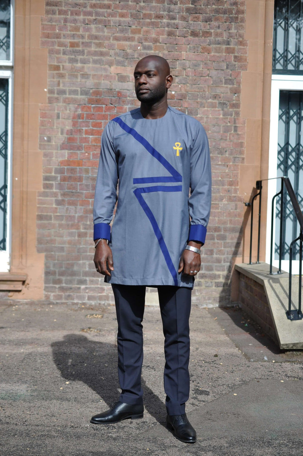 Ankh Grey African Men's Suit