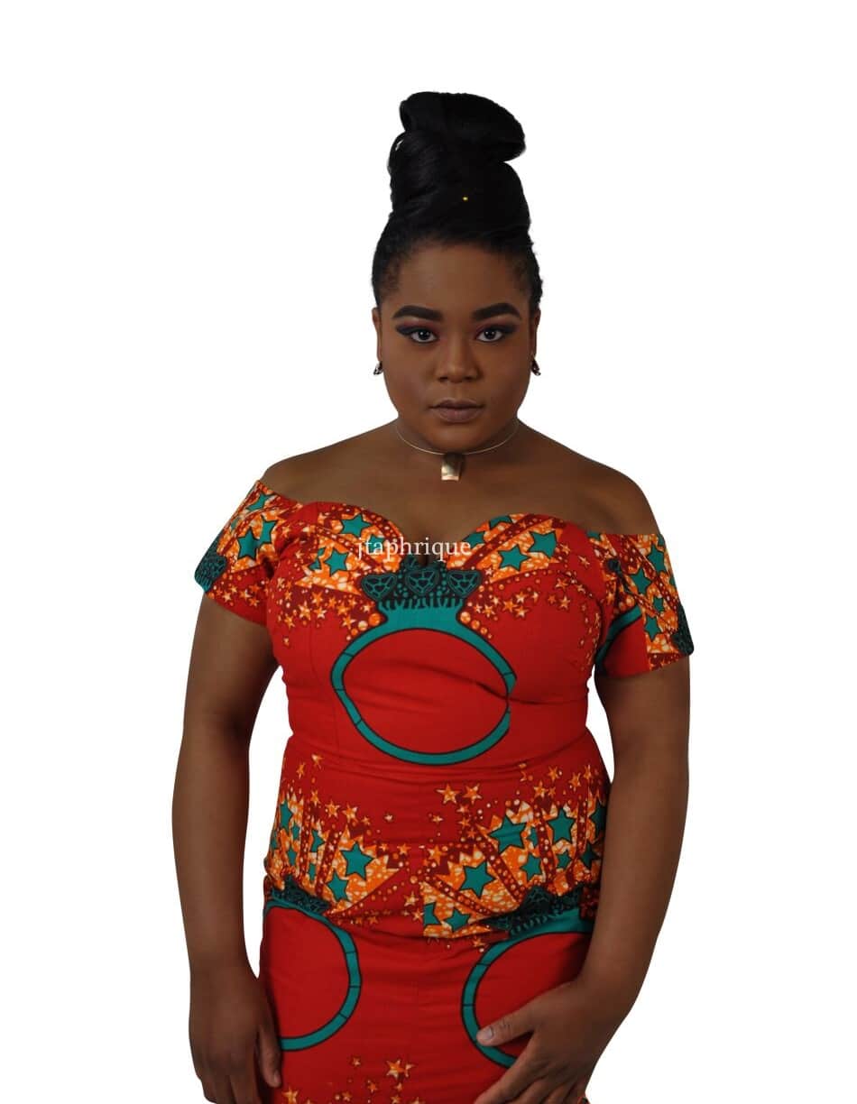 Red Star Print Ruffle Occasion Dress
