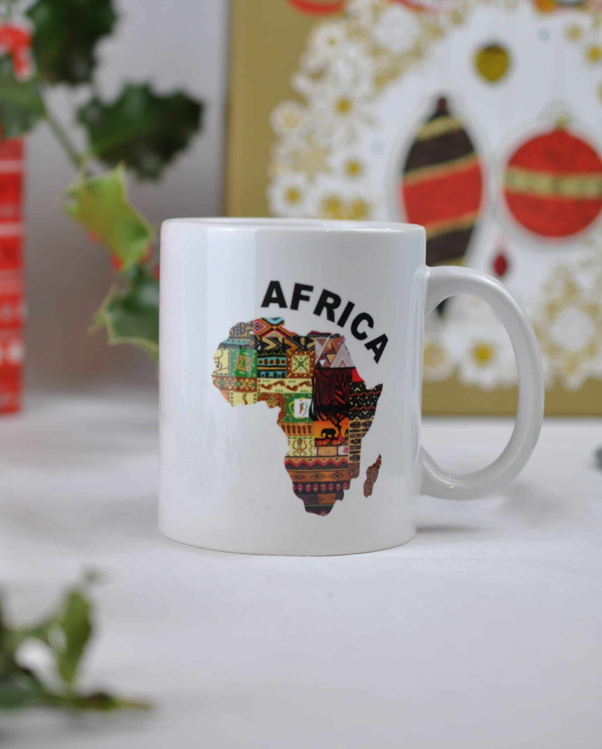African Map Shaped 'Africa' Ankara Fusion Mug