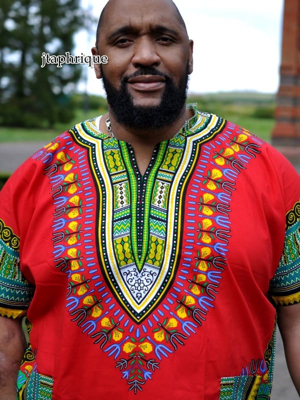Bright Red & Blue Multi-Coloured Stylish Dashiki Shirt