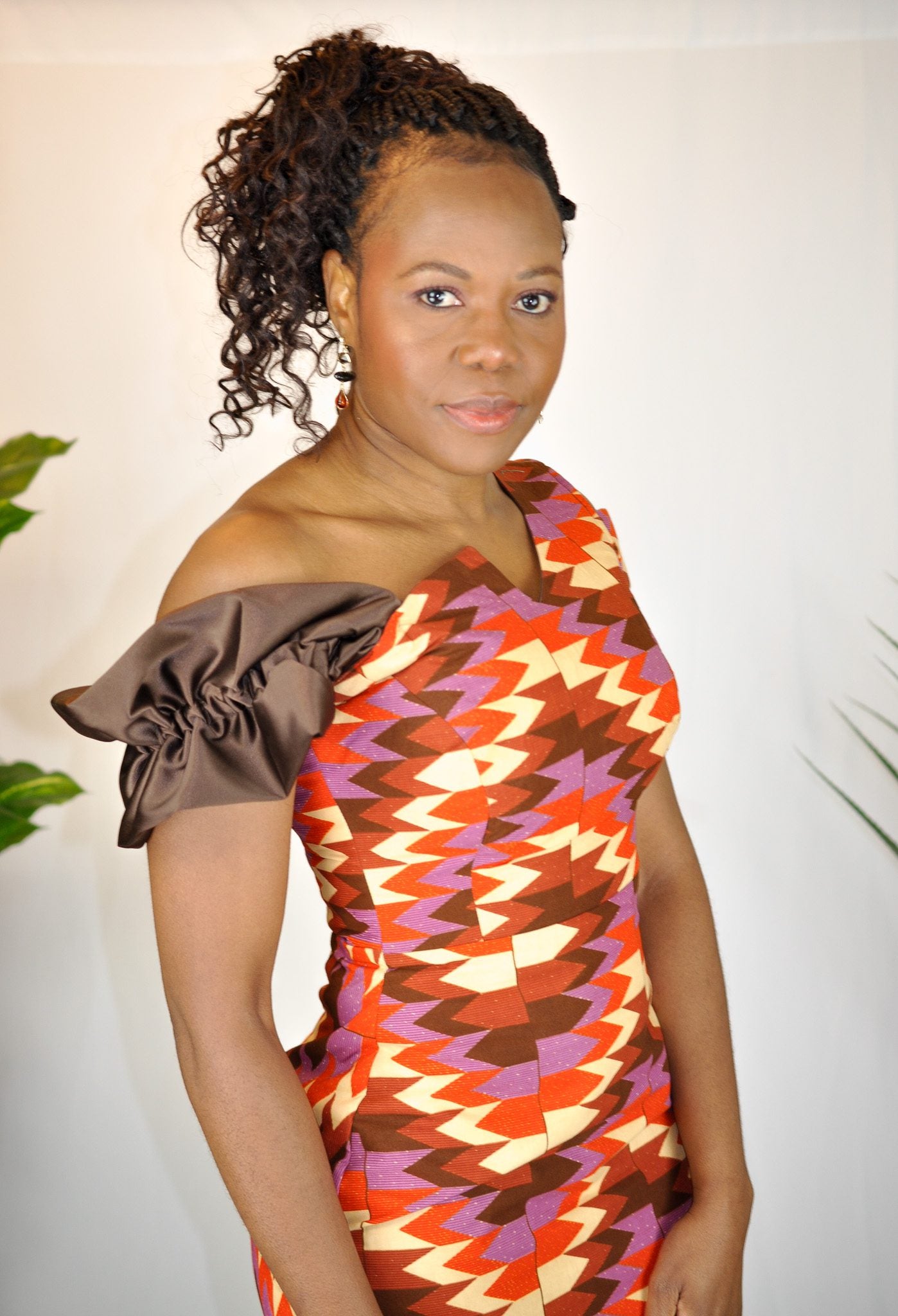 Brownie Intricate Ankara Silhouette Dress with Trail