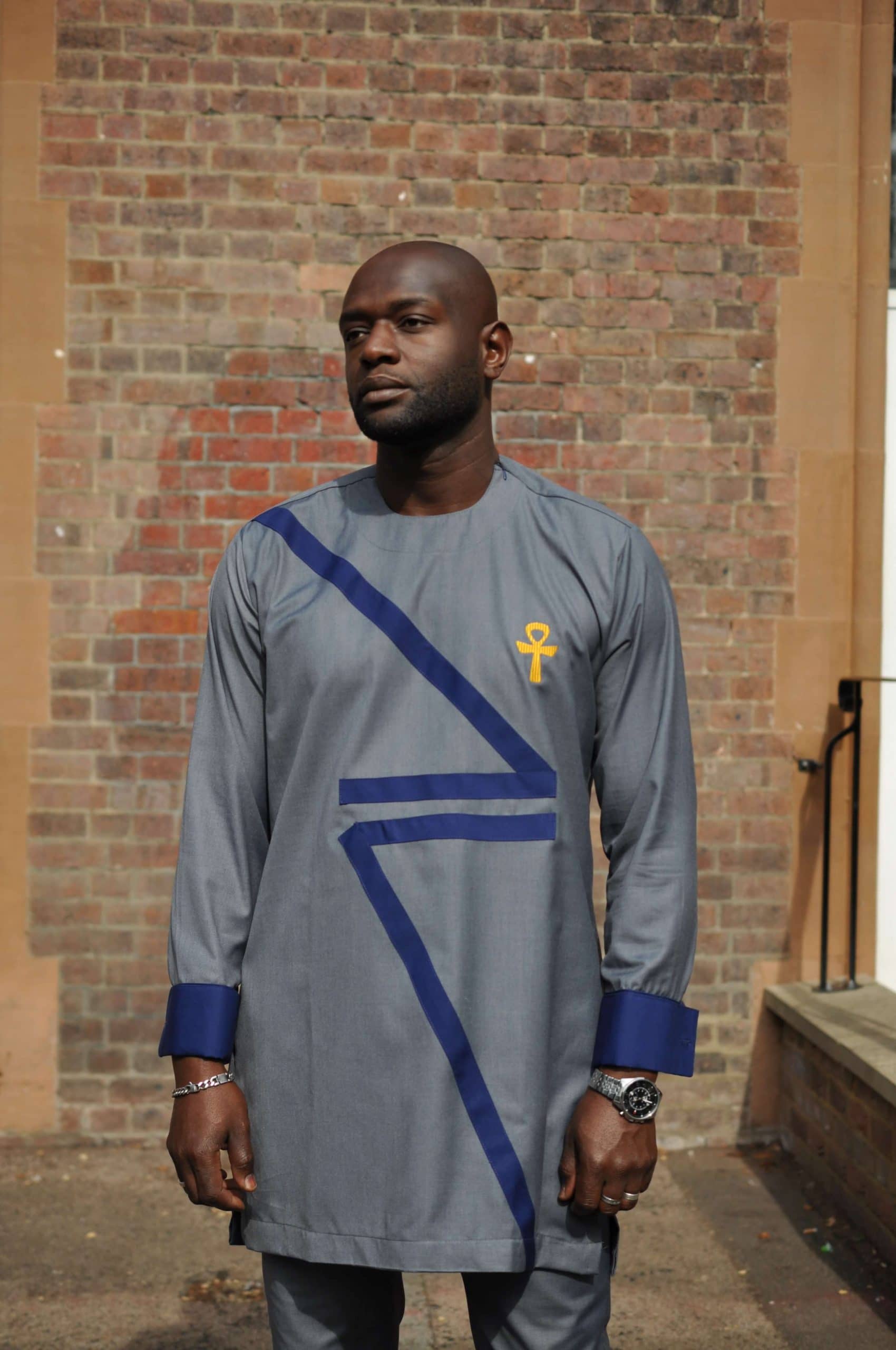 Ankh Grey African Men's Suit