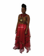 Burgundy Ankara Hem Occasion Dress