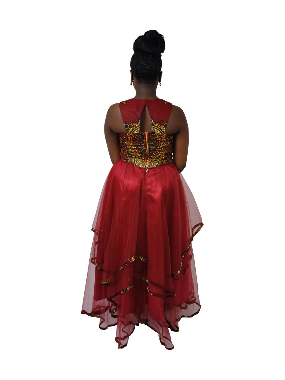 Burgundy Ankara Hem Occasion Dress