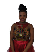 Burgundy Ankara Hem Occasion Dress