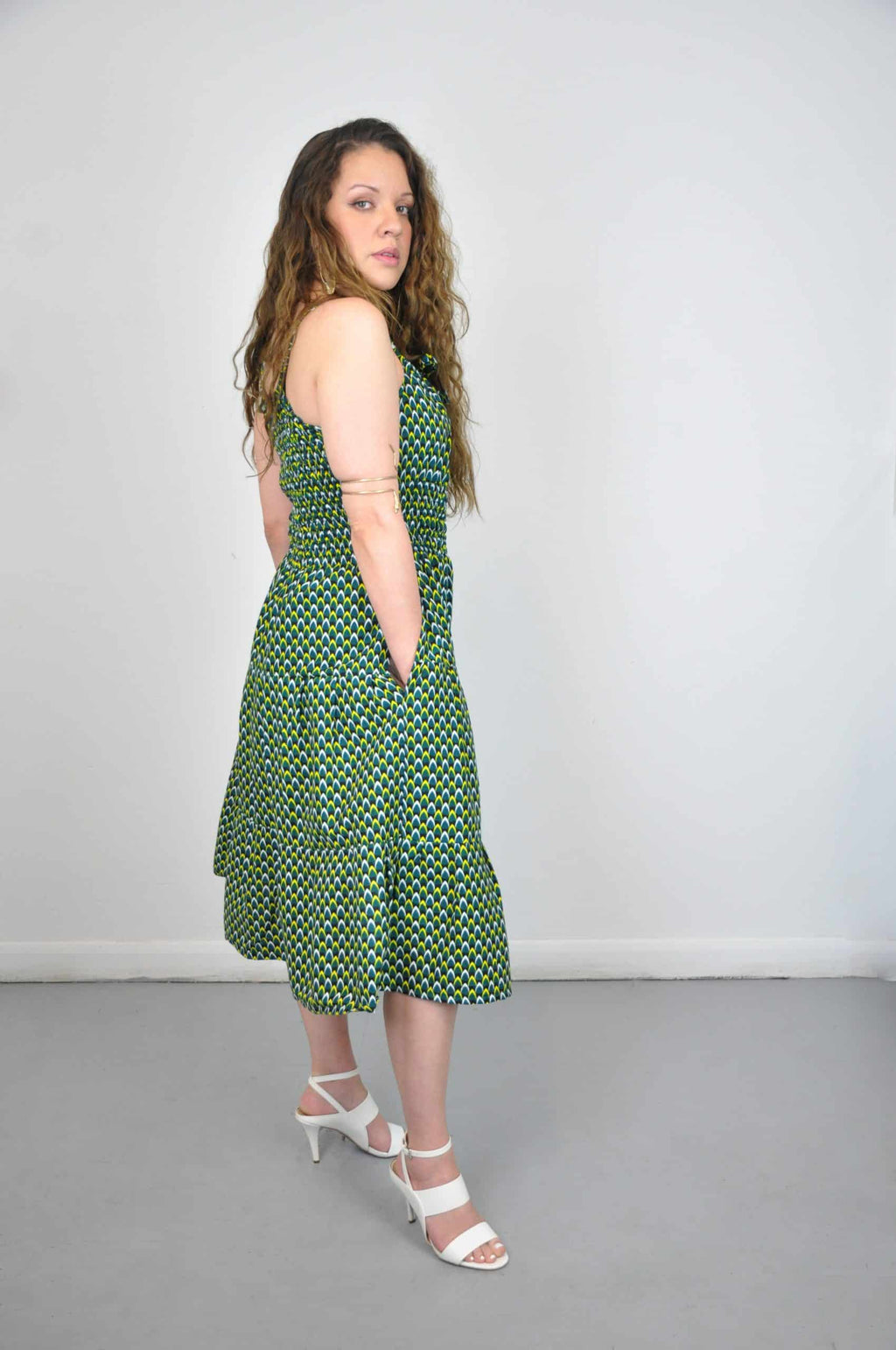 Gaia Green Ankara Midi Dress