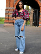 Liquorice African Print Wrap Crop Top