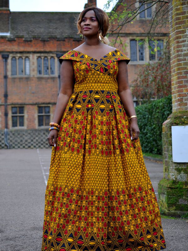 African Print Cap Sleeve Summer Maxi Dress