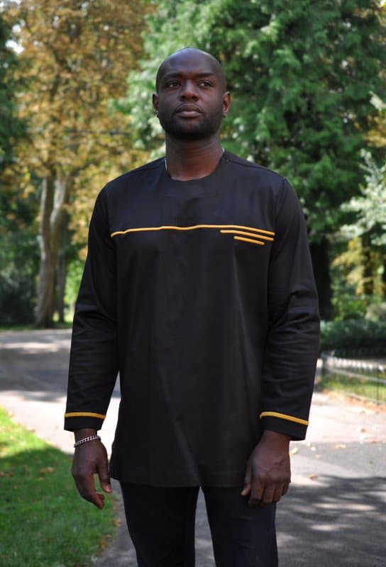 Black & Gold African Polished Cotton Shirt