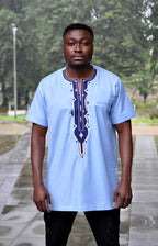 Danso Baby Blue Mens Embroidery Shirt