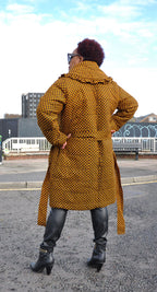 Brown African Print Quilted Padded Coat