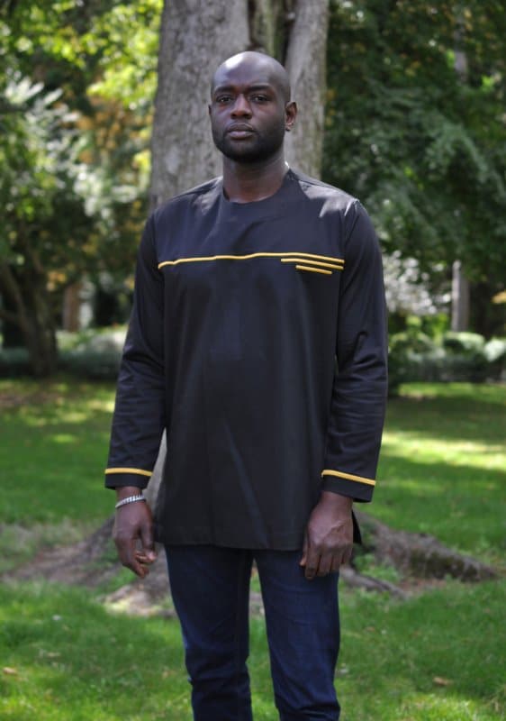 Black & Gold African Polished Cotton Shirt