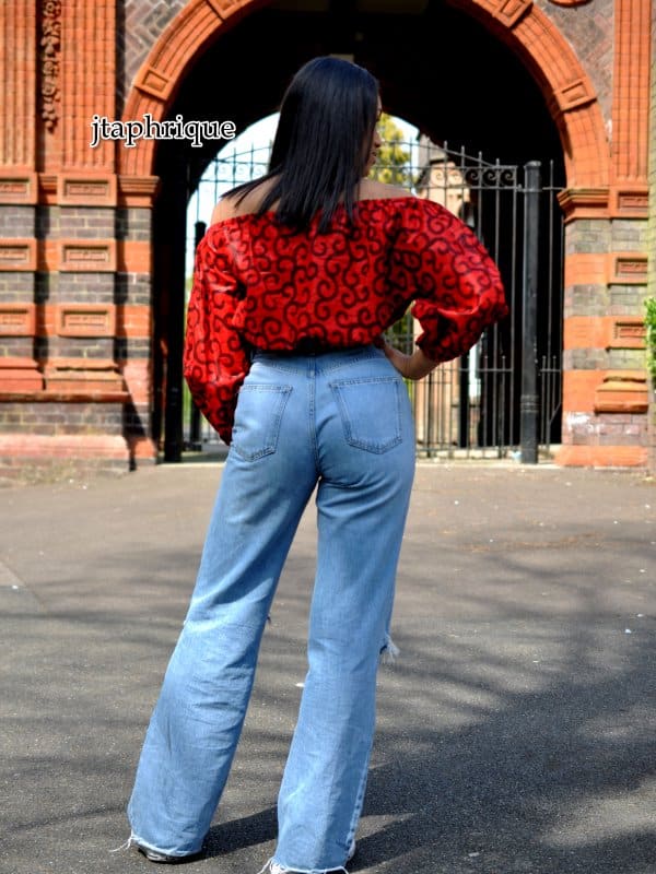 Ravishing Red Ankara African Print Off Shoulder Crop Top