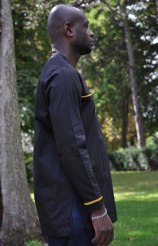 Black & Gold African Polished Cotton Shirt