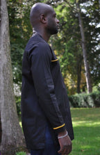 Black & Gold African Polished Cotton Shirt