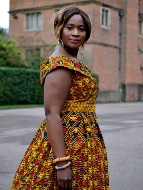 African Print Cap Sleeve Summer Maxi Dress