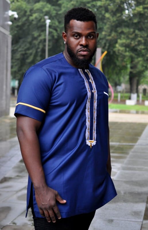Blue Short Sleeved African Embroidery Shirt