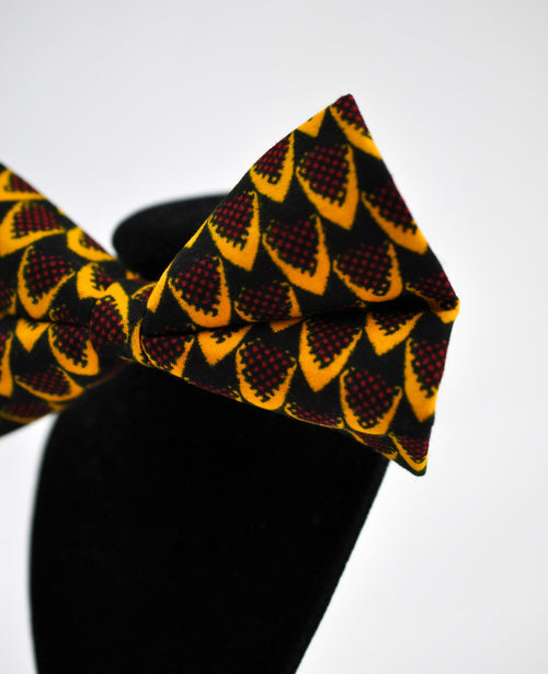 African Mustard Ankara Bow Tie and Handkerchief sets