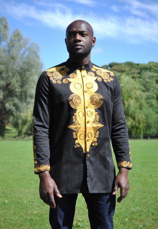 Black & Gold African Embroidery Shirt
