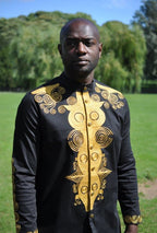 Black & Gold African Embroidery Shirt
