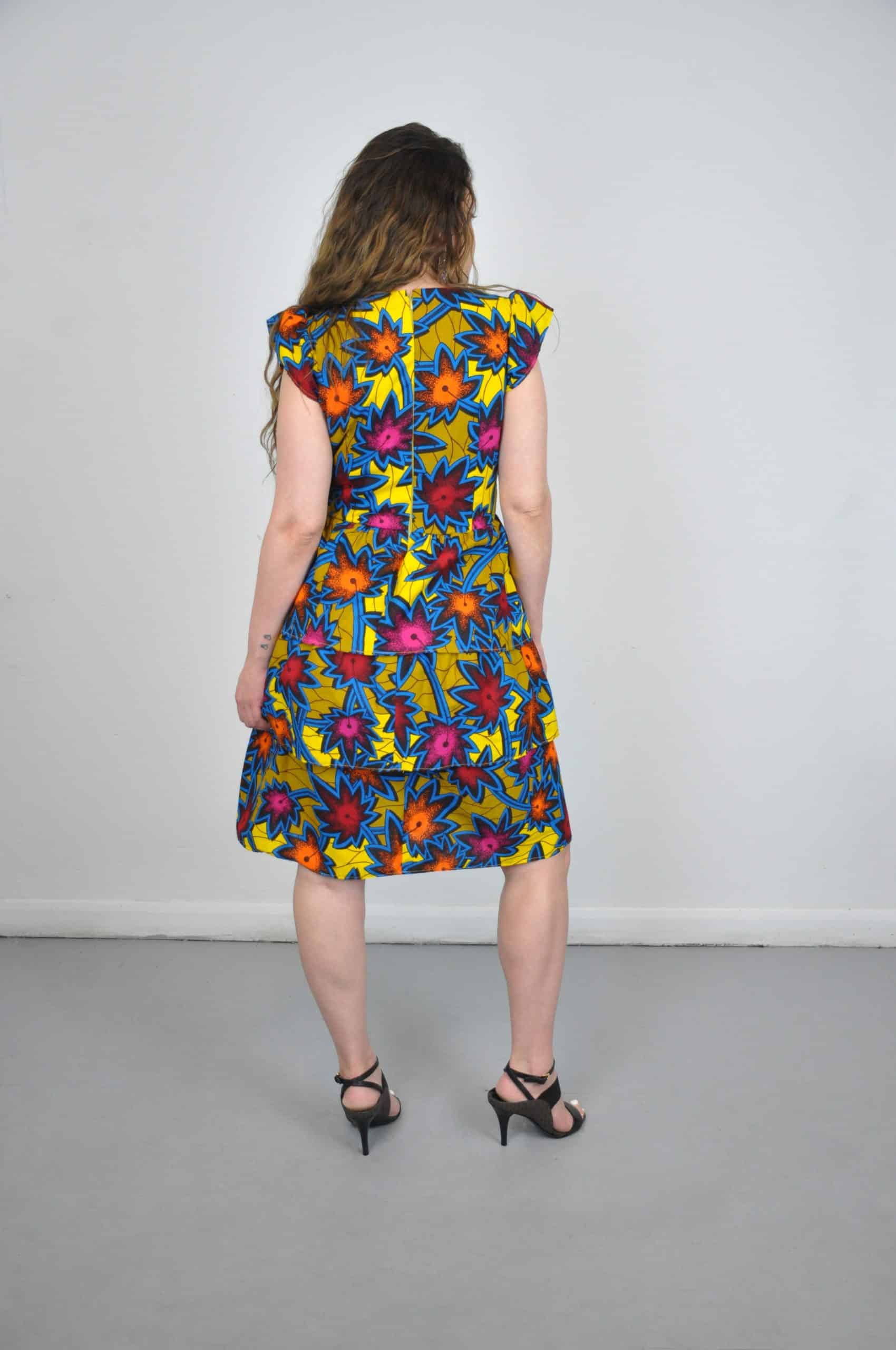 Adesina V Neck Colourful Floral Ankara Dress