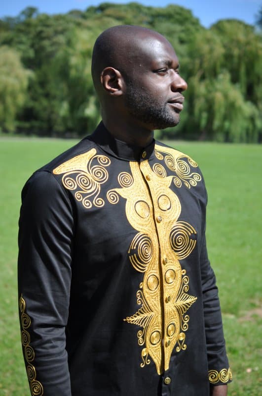 Black & Gold African Embroidery Shirt