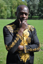 Black & Gold African Embroidery Shirt