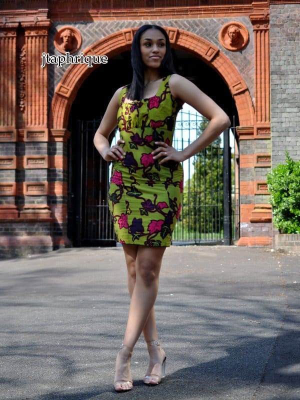 Sage African Floral Print Bodycon Dress